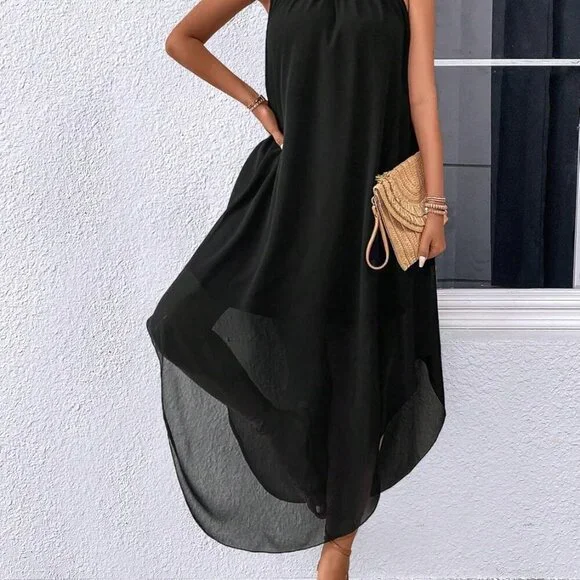 halter fall wedding guest dress High-Low A-Line Halter Neck Wedding Guest Dress